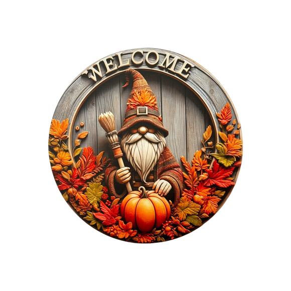 Welcome Fall Gnome Wreath Kit | Includes Sign & Autumn Ribbons | DIY Fall Decor - Picture 2 of 7
